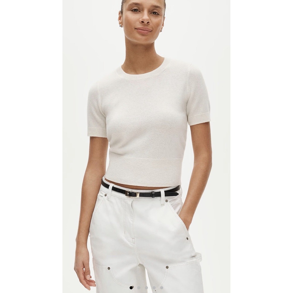 MADEWELL S Cashmere shrunken T-shirt In Natural CA082 $128